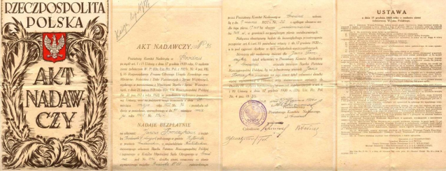 (Act of ownership of the land of a Polish Osadnik, 1922. Source: https://zn.ua/ukr/HISTORY/operaciya-kolonizaciya-polske-osadnictvo-na-zahidnoukrayinskih-zemlyah-_.html.[3])