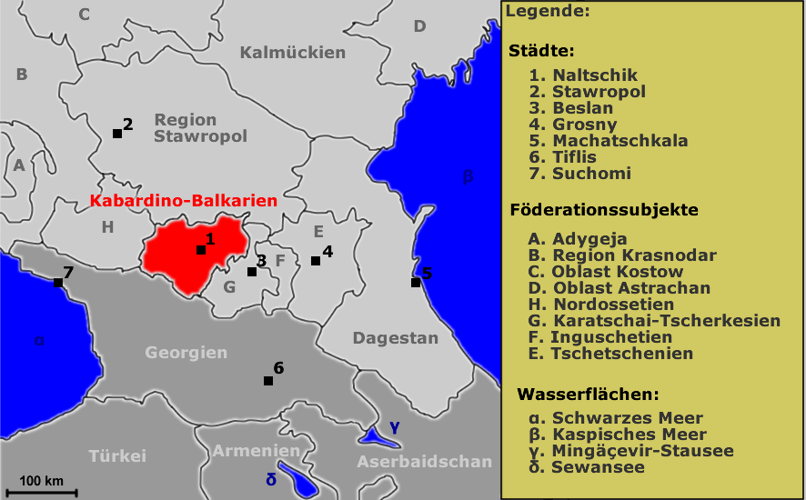 Kabardino-Balkaria, northern Caucasus and surrounding region (political); German