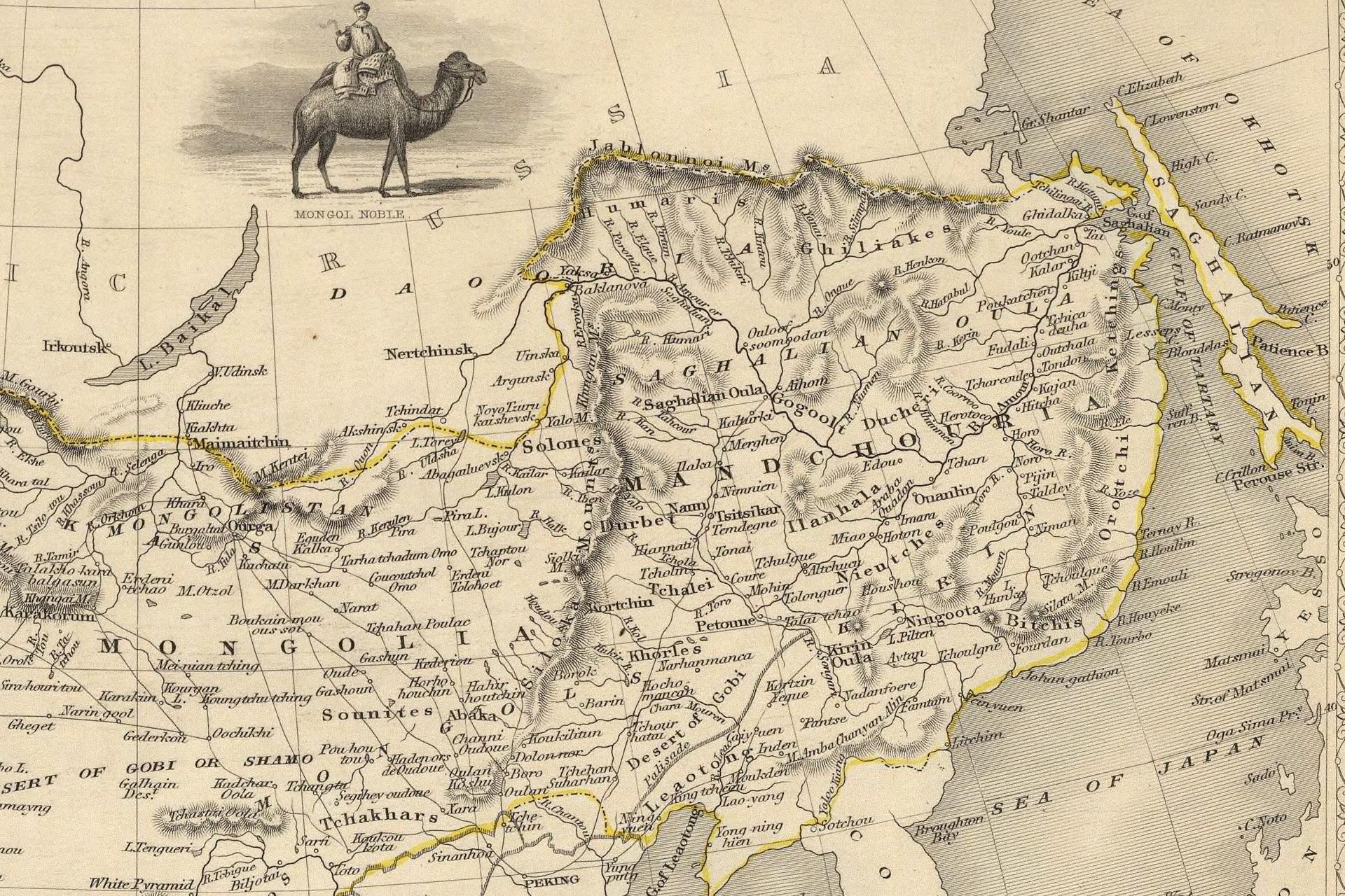The Russian-Chinese border on a British map from 1851